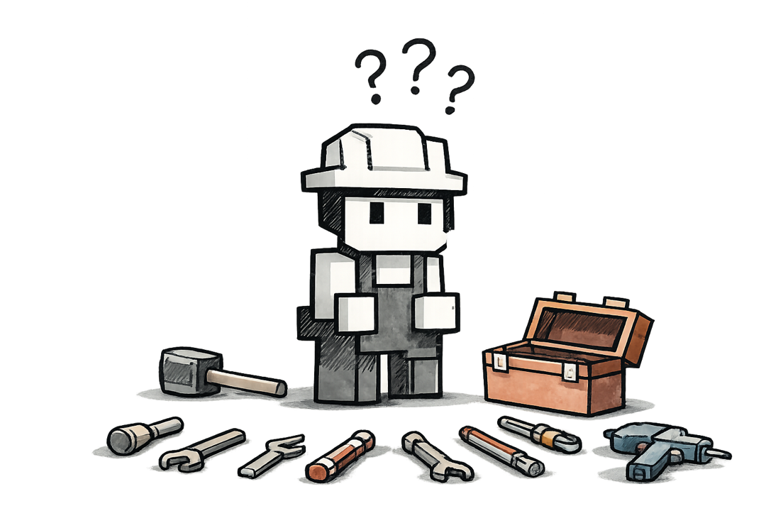 Mascot with toolbox